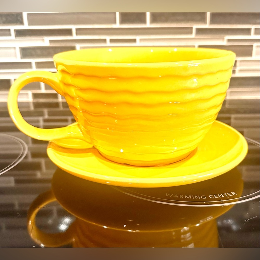 Canary Yellow Tea Cup & Saucer Style Planter by At Home